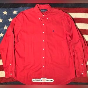 Vintage Ralph Lauren Polo Red Classit Fit Button Shirt XL Sportsman Rlpc Rlx rl